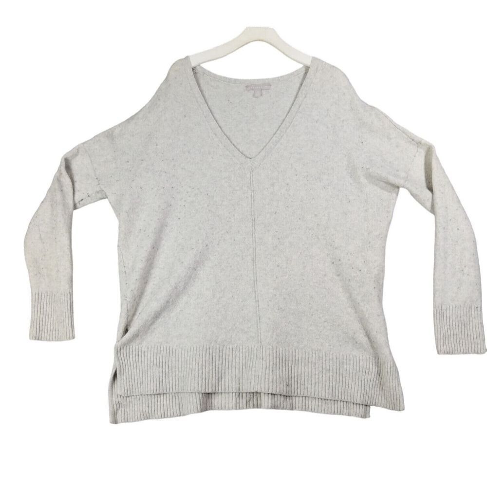 Chelsea 28 Women Minimalist Quiet Luxe Wool Blend Sweater XL Gray VNeck Speckled